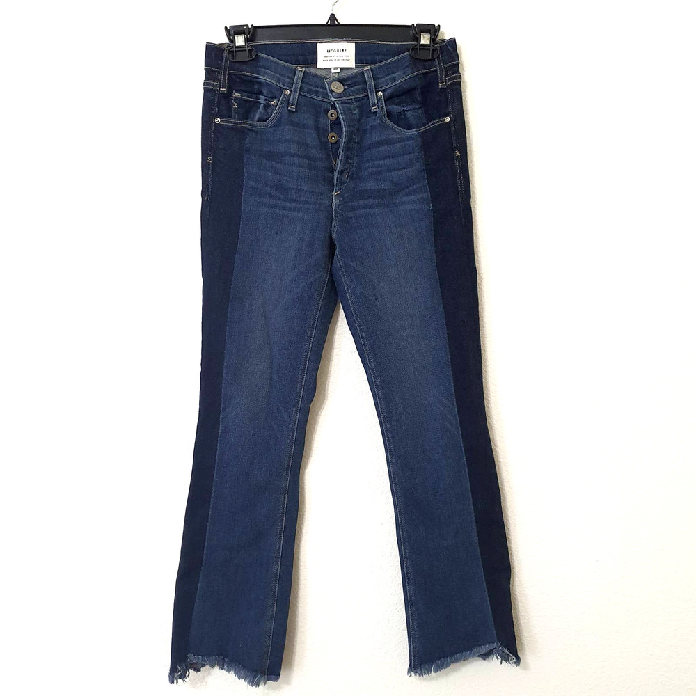 McGuire Jeans Two Tone Dark Wash Crop Distressed Jeans Women's Size 28